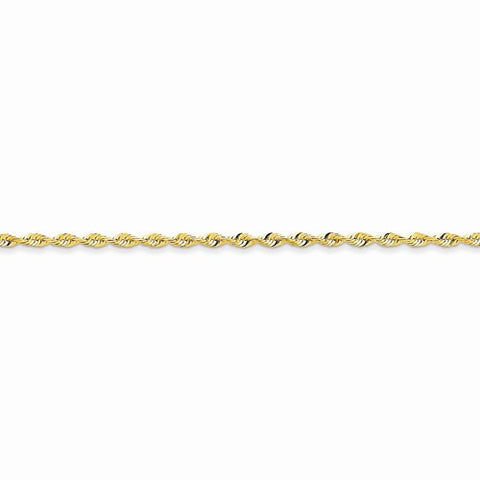 14K Yellow Gold Diamond-Cut Extra-Light Rope Chain Anklet