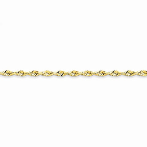 14K Yellow Gold Diamond-Cut Extra-Light Rope Chain Anklet