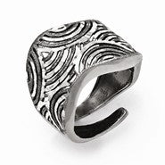 Leslies Sterling Silver Ruthenium-plated Diamond-cut Adjustable Ring