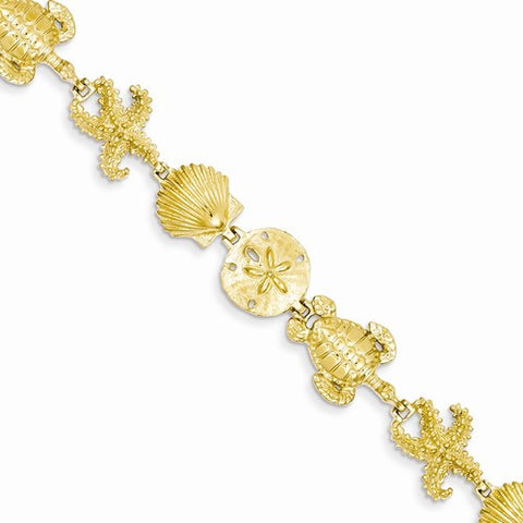 14K Yellow Gold Sea Life Theme Bracelet