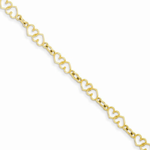 14K Yellow Gold Double Heart Link Bracelet