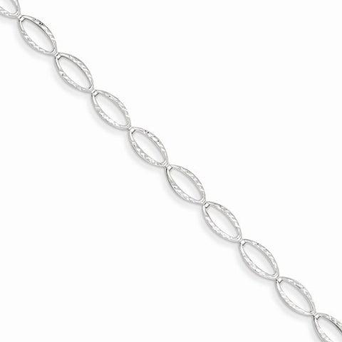 14K White Gold Polished Oval Link Bracelet