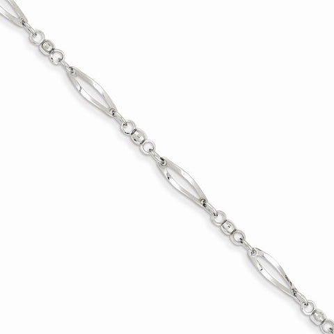 14K White Gold Polished Fancy Link Bracelet