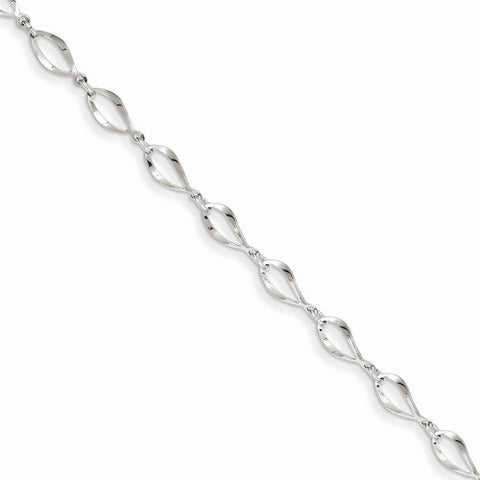 14K White Gold Polished Fancy Link Bracelet