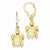 14k Yellow Gold Polished Turtle Dangle Leverback Earrings