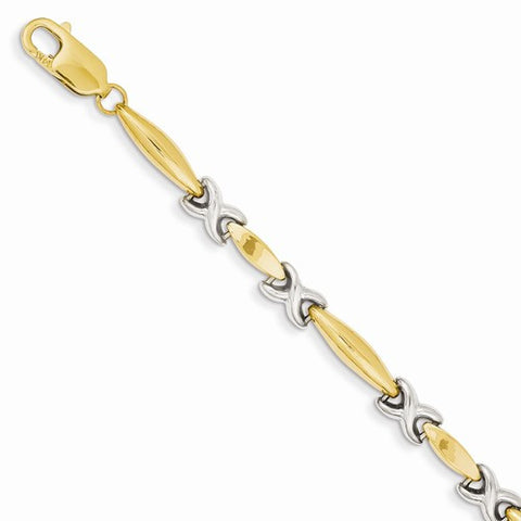 14K White and Yellow Gold Polished Fancy Link Bracelet