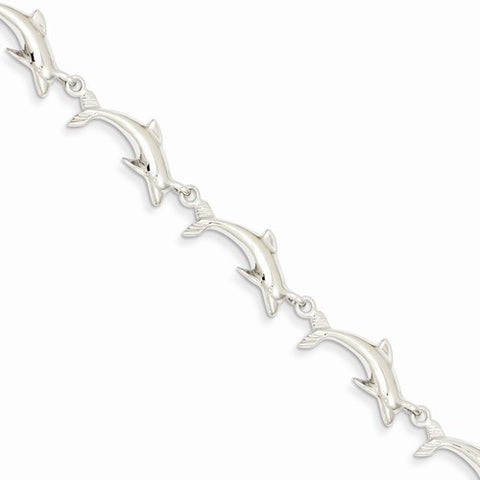 14K White Gold Dolphin Bracelet