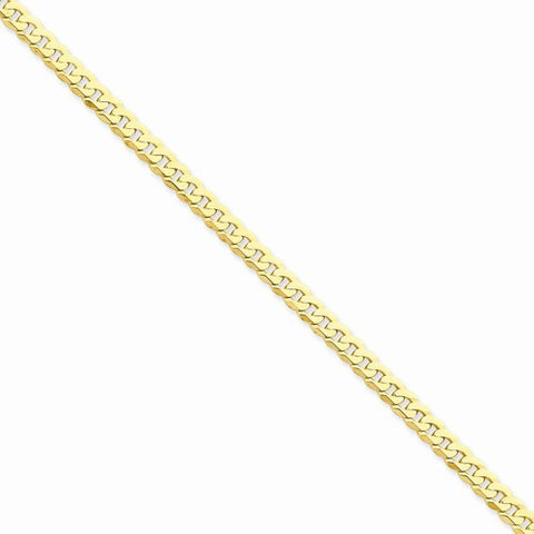 14K Yellow Gold Solid Polished Flat Curb Chain Anklet