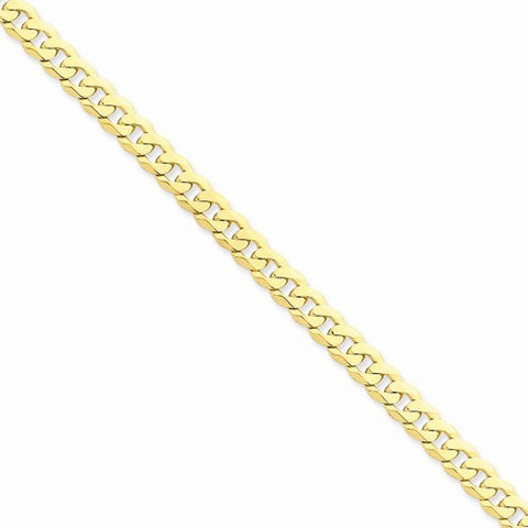 14K Yellow Gold Solid Polished Flat Curb Chain Anklet