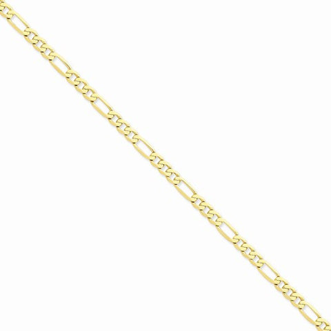 14K Yellow Gold Flat Figaro Chain Bracelet