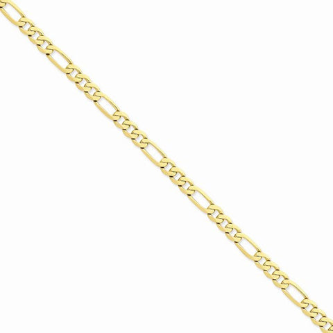 14K Yellow Gold Flat Figaro Chain Bracelet