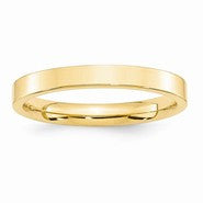 14k Yellow Gold 3mm Standard Flat Comfort Fit Wedding Band