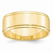 14k Yellow Gold 8mm Flat with Step Edge Wedding Band