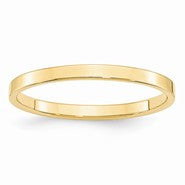 14k Yellow Gold 2mm Lightweight Flat Wedding Band