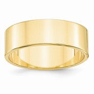 14k Yellow Gold 7mm Lightweight Flat Wedding Band