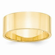 14k Yellow Gold 8mm Lightweight Flat Wedding Band