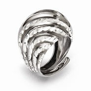 Leslies Sterling Silver Ruthenium-plated Diamond-cut Adjustable Ring