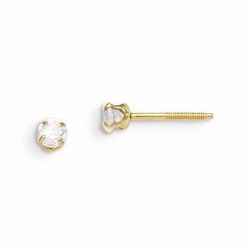 14k Yellow Gold 3mm white zircon Earrings