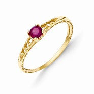 14k Yellow Gold 3mm Ruby Birthstone Baby Ring