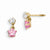 14k Yellow Gold 3mm CZ with Dangling Pink CZ Star Earrings