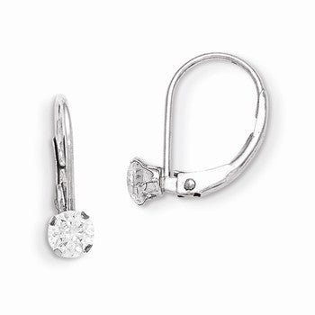 14k White Gold Leverback 3mm CZ Earrings