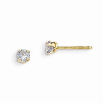 14k Yellow Gold 3mm Synthetic Alex&rite Birthstone Earrings