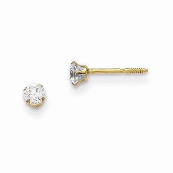 14k Yellow Gold 3mm CZ Earrings