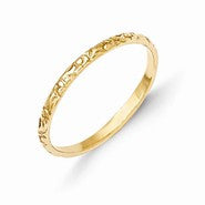 14k Yellow Gold Etched Baby Ring