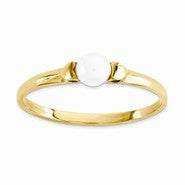 14k Yellow Gold 3.25mm Cultured Pearl Ring