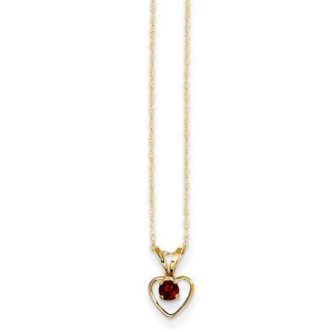 14K Yellow Gold Madi K Garnet Heart Birthstone Necklace