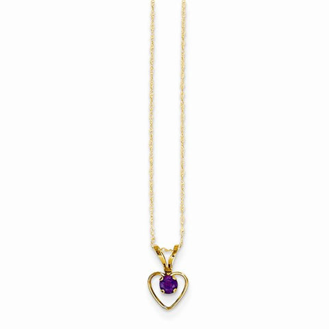 14K Yellow Gold Madi K Amethyst Heart Birthstone Necklace