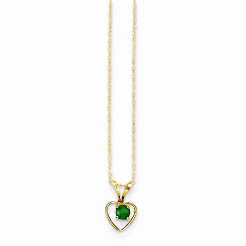 14K Yellow Gold Madi K Emerald Heart Birthstone Necklace