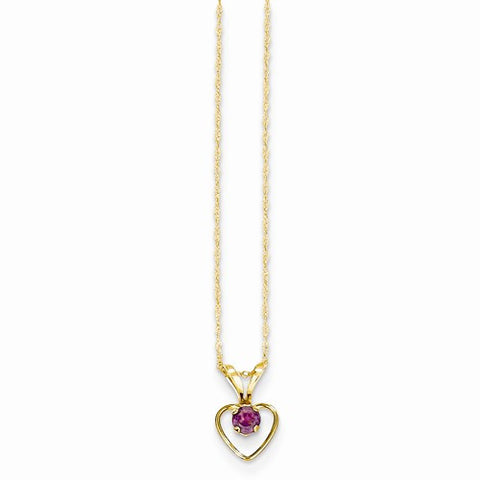 14K Yellow Gold Madi K Rhodalite Garnet Heart Birthstone Necklace