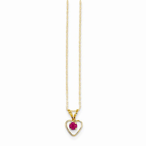 14K Yellow Gold Madi K Ruby Heart Birthstone Necklace