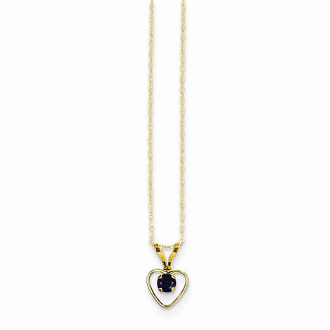 14K Yellow Gold Madi K Sapphire Heart Birthstone Necklace