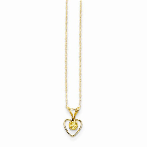 14K Yellow Gold Madi K Citrine Heart Birthstone Necklace