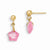 14k Yellow Gold Flower Pink CZ Earrings