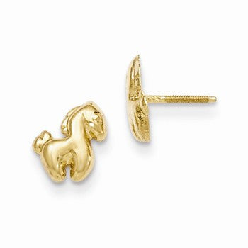 14k Yellow Gold Pony Screwback Earrings