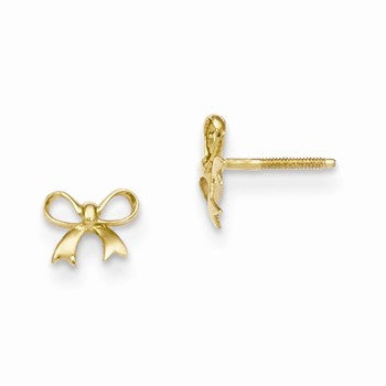 14k Yellow Gold Bow Post Earrings