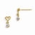 14k Yellow Gold CZ Childrens Heart Dangle Post Earrings