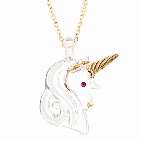 White Unicorn Head Necklace