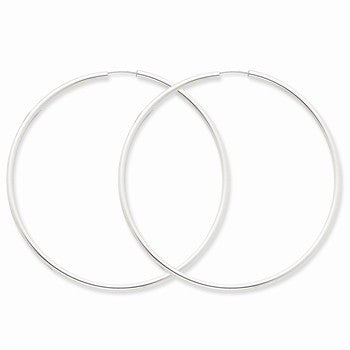 14k White Gold 2mm Polished Endless Hoop Earrings