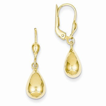 14k Yellow Gold Polished Fancy Dangle Leverback Earrings