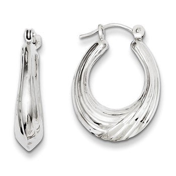 14k White Gold Polished Swirl Hoop Earrings