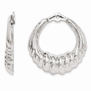 14k White Gold Scalloped Hoop Earring Jackets