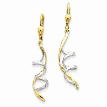 14k Two-tone Spiral Dangle Earrings