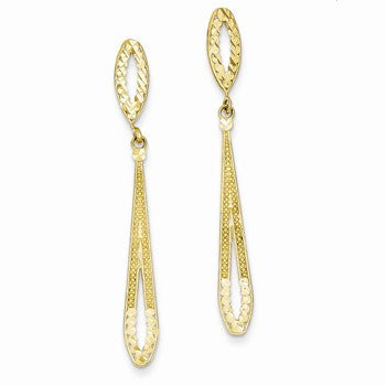 14k Yellow Gold Diamond-cut Dangle Post Earrings