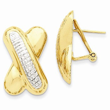 14k Two-tone Omega Clip Earrings