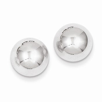 14k White Gold 10mm Half Ball Post Earrings