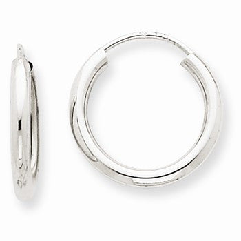 14k White Gold Polished Endless 2mm Hoop Earrings